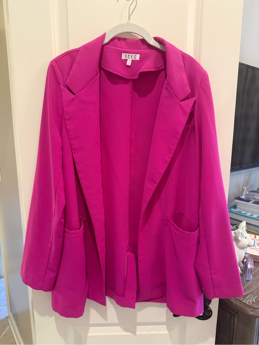 TCEC Women's Bright Fuchsia Open-Front Blazer